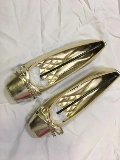 Dimensiune mare 43 Femei Moda Casual Flats Pantofi unici Cu vârful pătrat Mocasini din piele PU Femei Ballet Fete Drăguț Auriu Confortabil