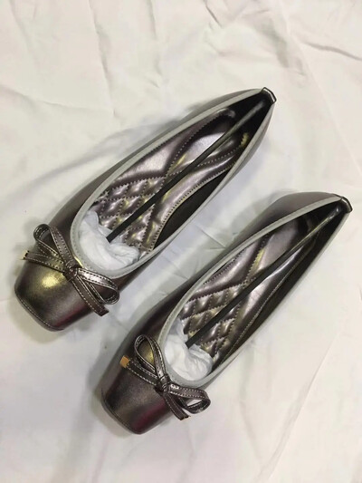 Dimensiune mare 43 Femei Moda Casual Flats Pantofi unici Cu vârful pătrat Mocasini din piele PU Femei Ballet Fete Drăguț Auriu Confortabil