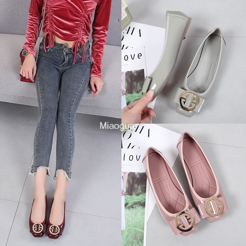 Dimensiune mare 43 Femei Moda Casual Flats Pantofi unici Cu vârful pătrat Mocasini din piele PU Femei Ballet Fete Drăguț Auriu Confortabil