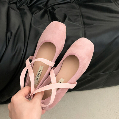 Nove baletne cipele za proljeće ljeto 2024. Ženske cipele Retro cipele Mary Jane s četvrtastim prstima s plitkim ustima Nove ženske mokasine s križem