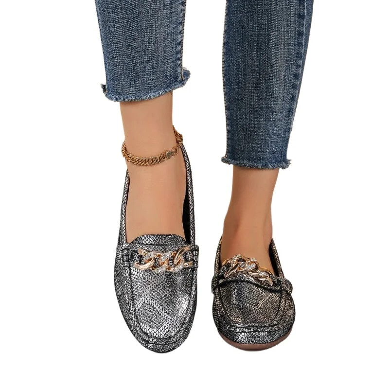 Ženske cipele marke 2024. Mokasinke Ženske ravne cipele Modni metalni ukrasi Dnevne ravne cipele Ženske visoke nove, ravne niske pete veće veličine