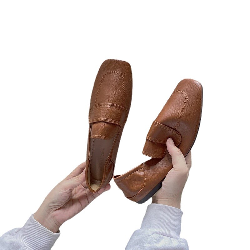 Mocasini retro pentru femei, stil britanic, elegant, cu vârful pătrat, cu tocuri moale, pantofi cu toc gros, la modă, pantofi confortabili de petrecere, pantofi casual