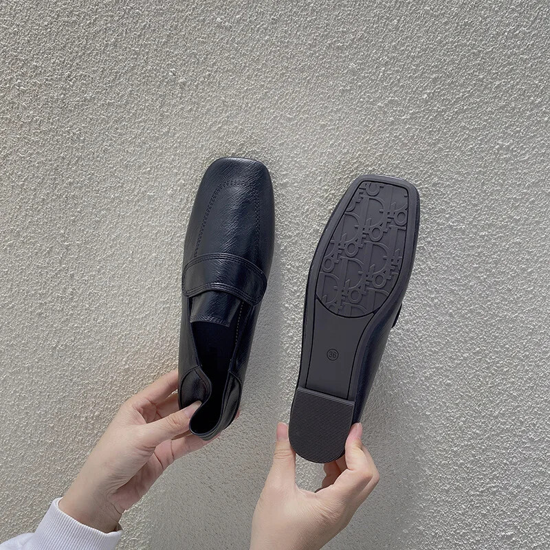 Mocasini retro pentru femei, stil britanic, elegant, cu vârful pătrat, cu tocuri moale, pantofi cu toc gros, la modă, pantofi confortabili de petrecere, pantofi casual