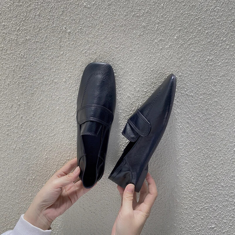 Mocasini retro pentru femei, stil britanic, elegant, cu vârful pătrat, cu tocuri moale, pantofi cu toc gros, la modă, pantofi confortabili de petrecere, pantofi casual