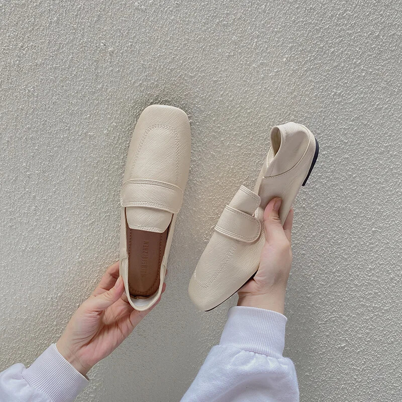 Mocasini retro pentru femei, stil britanic, elegant, cu vârful pătrat, cu tocuri moale, pantofi cu toc gros, la modă, pantofi confortabili de petrecere, pantofi casual