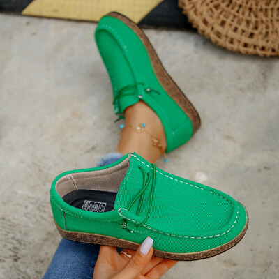 Розово-зелени мрежести маратонки Дамски дизайн на марката Леки плоски мокасини с приплъзване Дамски обувки за ходене с ниски шевове и връзки