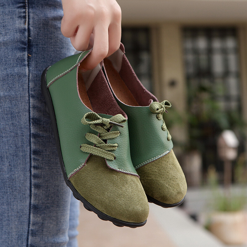 Ženske ravne cipele, ženske cipele za čamac velike veličine od meke prave kože