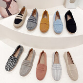 2024 Νέα Πλεκτά Flat Loafers για γυναίκες Slip on Round Toe Light Άνετα παπούτσια για περπάτημα Γυναικεία παπούτσια Boat Chaussure Femme