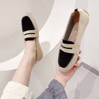 2024 Νέα Πλεκτά Flat Loafers για γυναίκες Slip on Round Toe Light Άνετα παπούτσια για περπάτημα Γυναικεία παπούτσια Boat Chaussure Femme