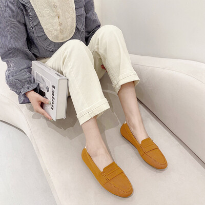 2024 Νέα Πλεκτά Flat Loafers για γυναίκες Slip on Round Toe Light Άνετα παπούτσια για περπάτημα Γυναικεία παπούτσια Boat Chaussure Femme