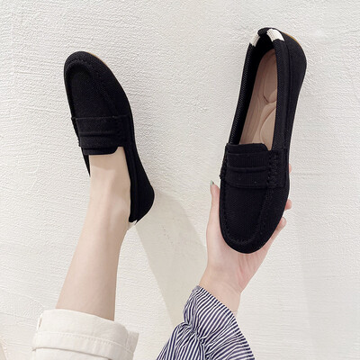 2024 Νέα Πλεκτά Flat Loafers για γυναίκες Slip on Round Toe Light Άνετα παπούτσια για περπάτημα Γυναικεία παπούτσια Boat Chaussure Femme