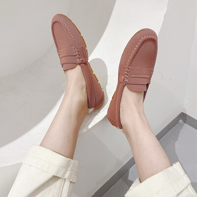 2024 Νέα Πλεκτά Flat Loafers για γυναίκες Slip on Round Toe Light Άνετα παπούτσια για περπάτημα Γυναικεία παπούτσια Boat Chaussure Femme