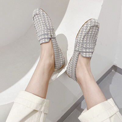 2024 Νέα Πλεκτά Flat Loafers για γυναίκες Slip on Round Toe Light Άνετα παπούτσια για περπάτημα Γυναικεία παπούτσια Boat Chaussure Femme