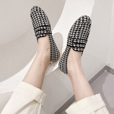 2024 Νέα Πλεκτά Flat Loafers για γυναίκες Slip on Round Toe Light Άνετα παπούτσια για περπάτημα Γυναικεία παπούτσια Boat Chaussure Femme
