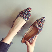 Γυναικείες Flats Κομψό στυλ Μυτερό Lady Flat Heel παπούτσια Slip on Loafers Plus Small Size 33 34 41 42 43 44 45 Black Casual