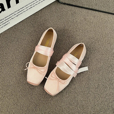 Luksuslik pitsist lipsu jalg Satiinist siidist balletikorterid, naiste kandiline varvas, kikisõlme, elastne riba baleriinid naiste pulmadeks lillelised kingad