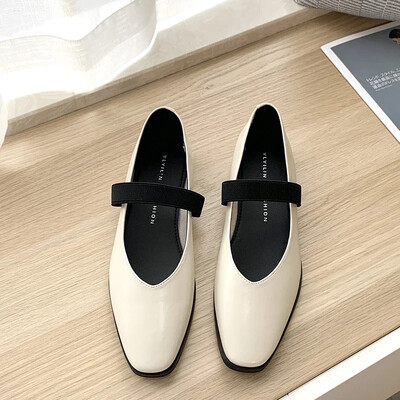 Sügiseslikud luksuslikud naiste balletikingad Moodsad madalad libisevad naiste elegantsed lamedad Mary Jane'i kingad