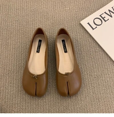 Pantofi Tabi Ninja în stil japonez pentru femei Pantofi confortabili din piele Mocasini cu vârful copitei despicați Mocasini pentru femei Pantofi balerină