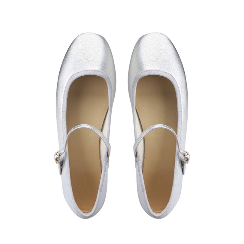 Baleturi din piele strălucitoare Pantofi de balet pentru femeie cu cureaua Lolita Flats Mary Janes femei mocasini cu vârf rotund Balerini Mirese Mocazin