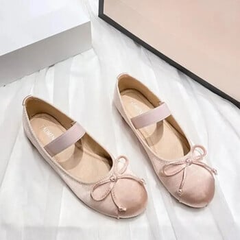 Ballet Flats Γυναικεία Παπούτσια 44 Mary Jane Παπούτσια Στρογγυλά Γυναικεία Παπούτσια Φιόγκος Μεταξωτό σατέν Flats Γυναικεία Παπούτσια Plus Size 33-44 Valentine