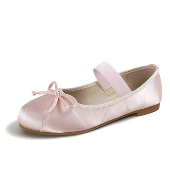 Ballet Flats Γυναικεία Παπούτσια 44 Mary Jane Παπούτσια Στρογγυλά Γυναικεία Παπούτσια Φιόγκος Μεταξωτό σατέν Flats Γυναικεία Παπούτσια Plus Size 33-44 Valentine