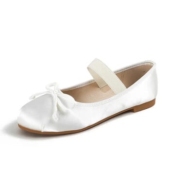 Ballet Flats Γυναικεία Παπούτσια 44 Mary Jane Παπούτσια Στρογγυλά Γυναικεία Παπούτσια Φιόγκος Μεταξωτό σατέν Flats Γυναικεία Παπούτσια Plus Size 33-44 Valentine