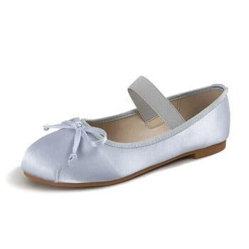 Ballet Flats Γυναικεία Παπούτσια 44 Mary Jane Παπούτσια Στρογγυλά Γυναικεία Παπούτσια Φιόγκος Μεταξωτό σατέν Flats Γυναικεία Παπούτσια Plus Size 33-44 Valentine