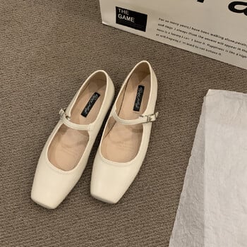 Mary Jane Shoes Woman 2024 Trend Ballet Flats Ασημένια ρετρό τετράγωνα loafers δερμάτινα παπούτσια με λουριά Μοκασίνια Formal Flat