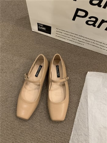 Mary Jane Shoes Woman 2024 Trend Ballet Flats Ασημένια ρετρό τετράγωνα loafers δερμάτινα παπούτσια με λουριά Μοκασίνια Formal Flat