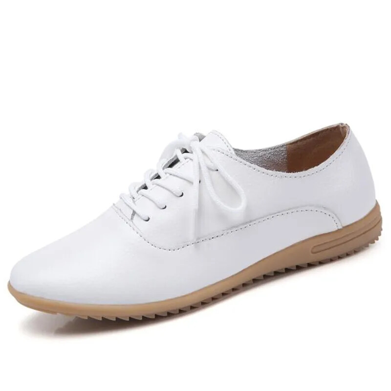 Γνήσιο δέρμα 2024 Summer Loafers Γυναικεία casual παπούτσια Μοκασίνια με μαλακά μυτερά γυναικεία παπούτσια Γυναικεία ίσια παπούτσια Λευκά