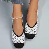 Дамски равни обувки с кръгли глави Разноцветни плетени обувки без обувки Ежедневни дишащи балетки Дамски равни обувки Мокасини Дамски