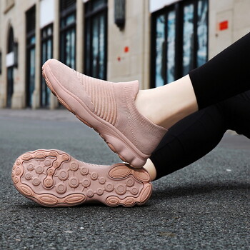 Нови дамски туристически обувки Fly Woven Flat Mesh Shoes Дишащи леки меки подметки Туристически чорапи Обувки Голям размер 35-46