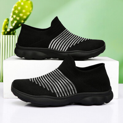 Pantofi de drumeție noi de damă Fly Woven Pantofi cu plasă plată, respirabili, ușoare, cu talpă moale, șosete de drumeție de călătorie, pantofi mărime mare 35-46