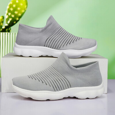 Pantofi de drumeție noi de damă Fly Woven Pantofi cu plasă plată, respirabili, ușoare, cu talpă moale, șosete de drumeție de călătorie, pantofi mărime mare 35-46