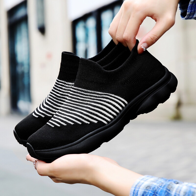 Pantofi de drumeție noi de damă Fly Woven Pantofi cu plasă plată, respirabili, ușoare, cu talpă moale, șosete de drumeție de călătorie, pantofi mărime mare 35-46