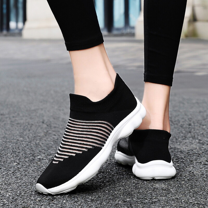 Pantofi de drumeție noi de damă Fly Woven Pantofi cu plasă plată, respirabili, ușoare, cu talpă moale, șosete de drumeție de călătorie, pantofi mărime mare 35-46