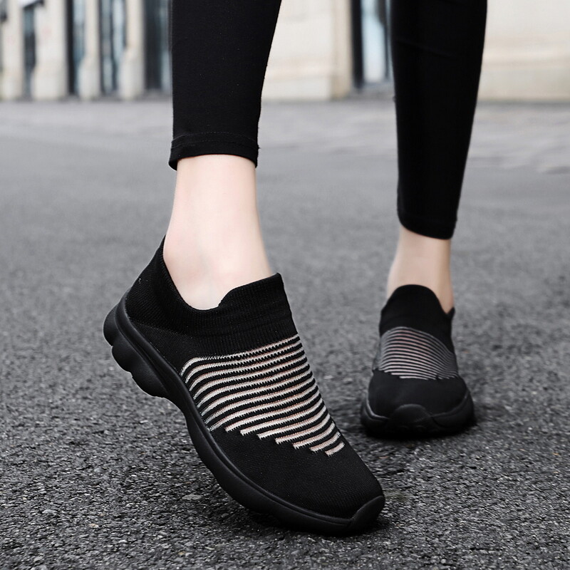 Pantofi de drumeție noi de damă Fly Woven Pantofi cu plasă plată, respirabili, ușoare, cu talpă moale, șosete de drumeție de călătorie, pantofi mărime mare 35-46