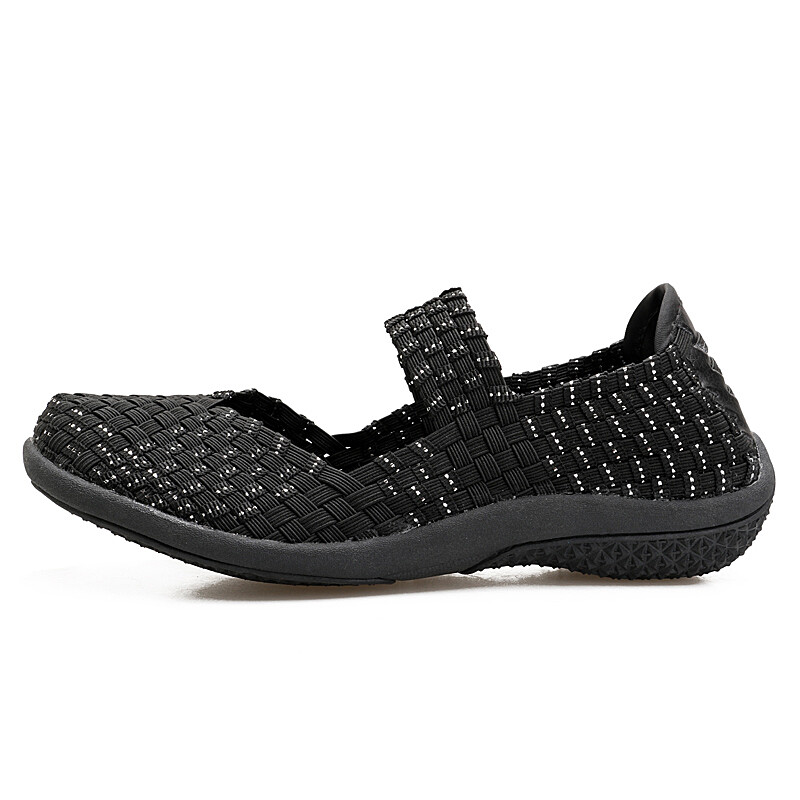 EOFK New Summer Women Mary Janes Confortabil handmade țesut slip-on Nylon carouri Varf rotund Casual Low Flat Flats Pantofi dama