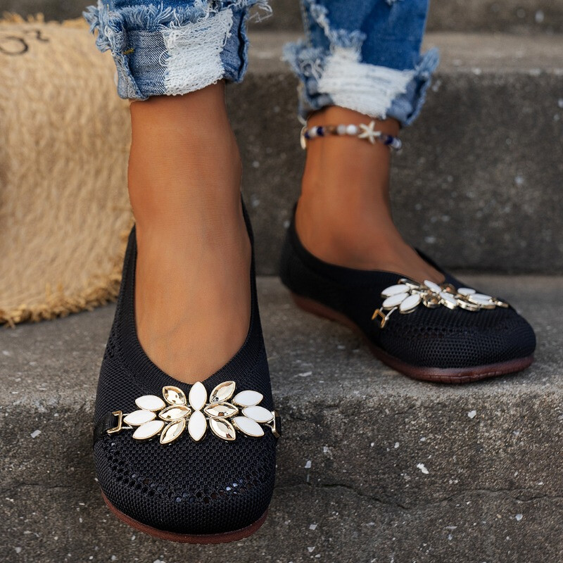 Naiste 2023. aasta jalatsid, kvaliteetsed kevadised ja sügisesed naiste tasapinnalised võrkriie, metallist kaunistusega madala suuga kingad naistele