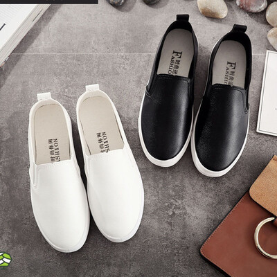 Student Pantofi albi mici pentru femei espadrile balerina pantofi slip mocasini banda elastica mocasini cu talpa ingroasa
