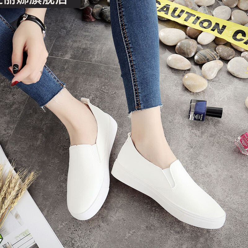 Üliõpilane Väikesed valged kingad naistele espadrillid baleriin lühikesed lauajalatsid mokasiinid kummipael paksema tallaga pässid plätud