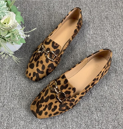 Mocasini sexy pentru femei, leopard, maro, albe