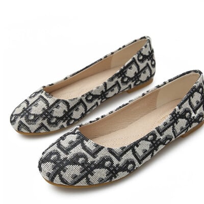 Pantofi pantofi de designer de lux pentru damă Pantofi cu vârf rotund pentru picior lat 44-32 2023 Noutăți Mocasini negre Mocasini de balet