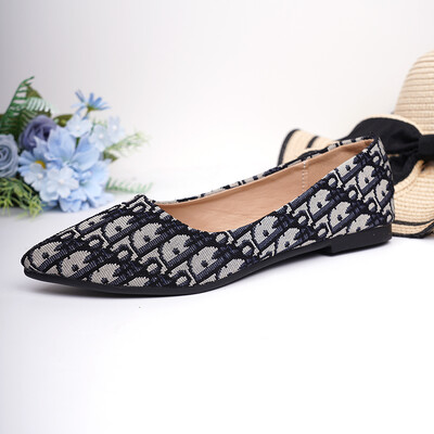 Pantofi pantofi de designer de lux pentru damă Pantofi cu vârf rotund pentru picior lat 44-32 2023 Noutăți Mocasini negre Mocasini de balet