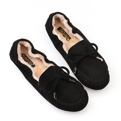 Ümmargune varvas vabaaja mokassiinid, lamedad daamid kikisõlmed seemisnahast rullitavad baleriinikingad elastsed kujundusega pässid naiste talvekarusnahast espadrillid