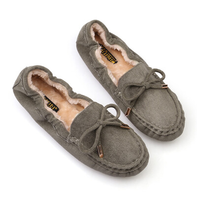 Ümmargune varvas vabaaja mokassiinid, lamedad daamid kikisõlmed seemisnahast rullitavad baleriinikingad elastsed kujundusega pässid naiste talvekarusnahast espadrillid