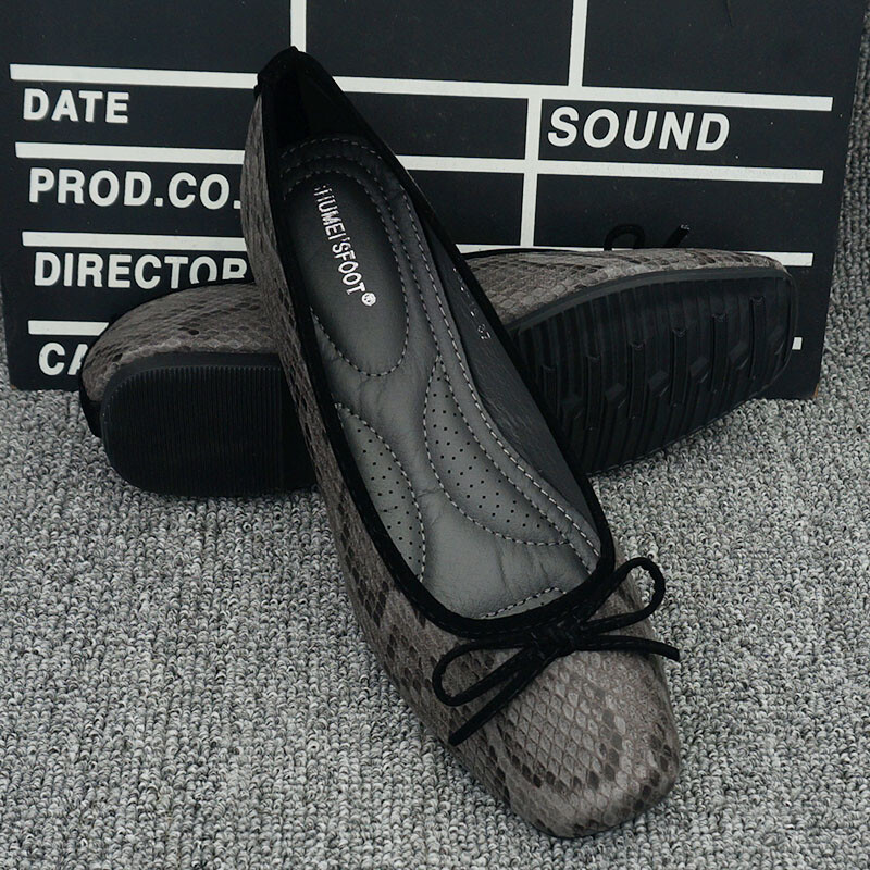 Snake Flat παπούτσια Γυναικείες δερμάτινες μπαλαρίνες Στρογγυλές μπαλαρίνες παπιγιόν σε μπαλαρίνες Loafers εγκυμοσύνης Μοκασίνια Γυναικεία casual flats