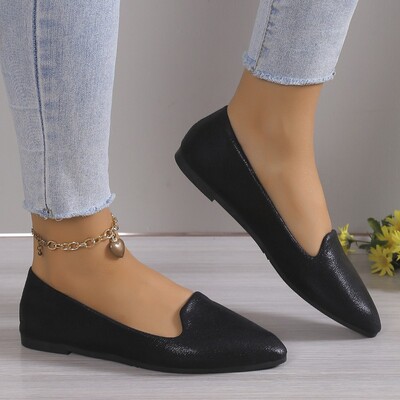 2024 Fashion Slip on Loafers Breathable Stretch Ballet Shallow Mouth Flats Γυναικεία παπούτσια για βάρκα με μαλακό κάτω και μυτερό κάτω μέρος Plus Size 43