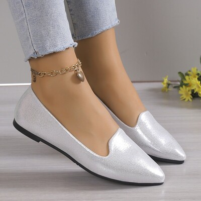2024 Fashion Slip on Loafers Breathable Stretch Ballet Shallow Mouth Flats Γυναικεία παπούτσια για βάρκα με μαλακό κάτω και μυτερό κάτω μέρος Plus Size 43