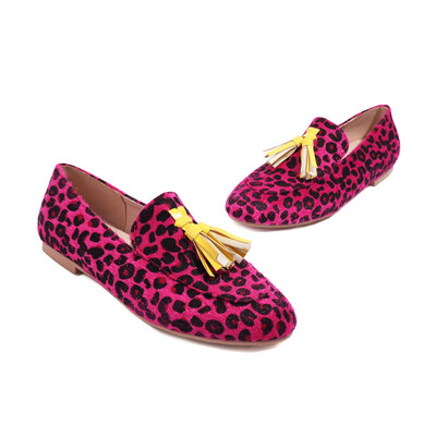 Pantofi coreeni cu vârf ascuțit Pantofi ocazional pentru femei Pantofi rochii pentru femei Toamna 2024 Vară Nou Toamna Leopard Cauciuc Med leopard Flock H